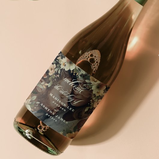 コテージコアフローラ写真オーバーレイ結婚ズウェルカム ワインラベル