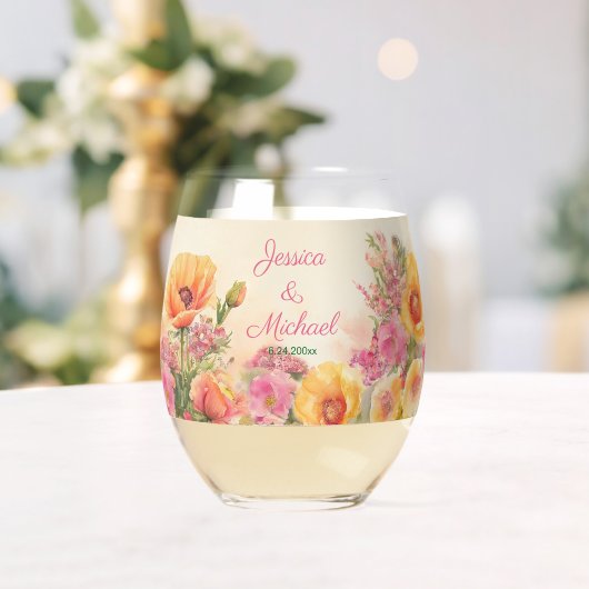 コテージコアフローラ春の結婚式 ステムなしワイングラス (インサイチュ (ウェディング))