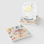 コテージコアフローラ田舎の動物の家 ストーンコースター (横)