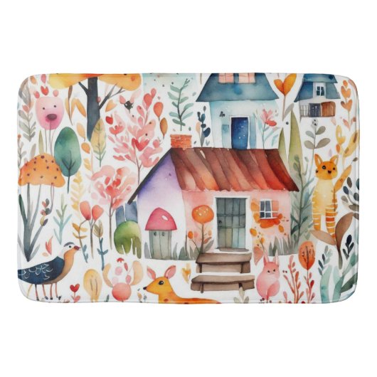 コテージコアフローラ田舎の動物の家 バスマット (正面)