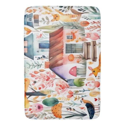 コテージコアフローラ田舎の動物の家 バスマット (正面縦)