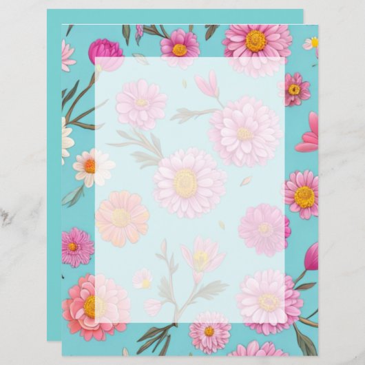 コテージコアフローラ白デイジーピンクの花 (正面/裏面)