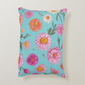 コテージコアフローラ白デイジーピンクの花 アクセントクッション (裏面(縦))