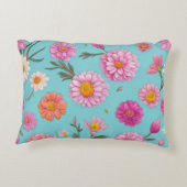 コテージコアフローラ白デイジーピンクの花 アクセントクッション (裏面)
