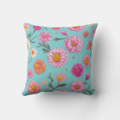 コテージコアフローラ白デイジーピンクの花 クッション (裏面)