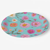 コテージコアフローラ白デイジーピンクの花 ペーパープレート (アングル)