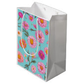 コテージコアフローラ白デイジーピンクの花 ミディアムペーパーバッグ (裏面アングル)
