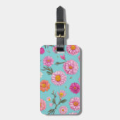 コテージコアフローラ白デイジーピンクの花 ラゲッジタグ (正面縦)