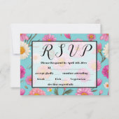 コテージコアフローラ白デイジーピンクの花 出欠カード (正面)