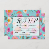 コテージコアフローラ白デイジーピンクの花 出欠カード (正面/裏面)