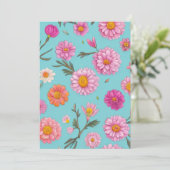 コテージコアフローラ白デイジーピンクの花 招待状 (スタンド正面)