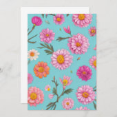 コテージコアフローラ白デイジーピンクの花 招待状 (正面/裏面)