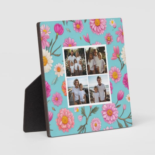 コテージコアフローラ白デイジーピンク花フォト フォトプラーク (正面)