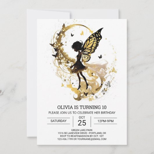 コテージコアプリンセスフェアリー誕生日チャーム 招待状 (正面)