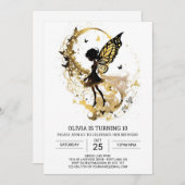 コテージコアプリンセスフェアリー誕生日チャーム 招待状 (正面/裏面)