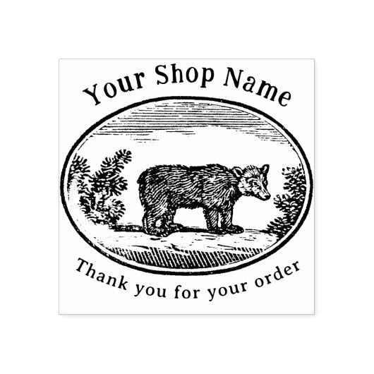 コテージコアベアーテンプレートスモールビジネス ラバースタンプ (インプリント)