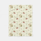 コテージコアベージュボタニカルレッドマッシュルームウッドランド フリースブランケット (正面)