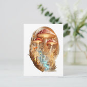 コテージコアペーパーカットウォーターフォールとマッシュルームポスト ポストカード (スタンド正面)