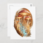 コテージコアペーパーカットウォーターフォールとマッシュルームポスト ポストカード (正面/裏面)