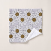 コテージコアホワイトデイジー淡い色のオンピンク背景 バスタオルセット (ウォッシュタオル)