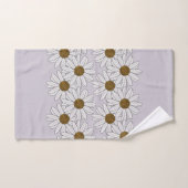 コテージコアホワイトデイジー淡い色のオンピンク背景 バスタオルセット (ハンドタオル)