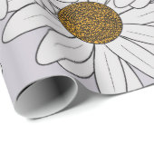 コテージコアホワイトデイジー淡い色のオンピンク背景 ラッピングペーパー (ロールコーナー)