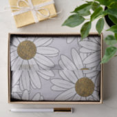 コテージコアホワイトデイジー淡い色のオンピンク背景 薄葉紙 (ギフト)