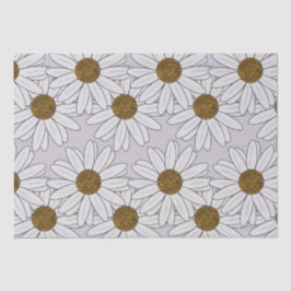 コテージコアホワイトデイジー淡い色のオンピンク背景 薄葉紙