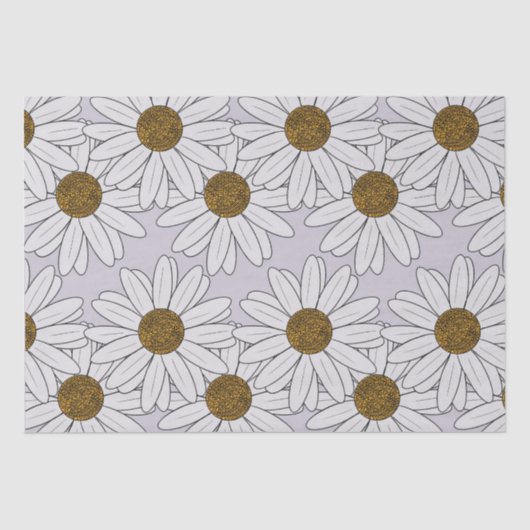 コテージコアホワイトデイジー淡い色のオンピンク背景 薄葉紙 (正面)