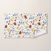 コテージコアボタニカルポピーデイジーフローラルパターン バスタオルセット (ハンドタオル)