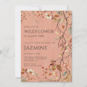 コテージコアボホテラコッタワイルドフラワーベビーシャワー 招待状 (正面)