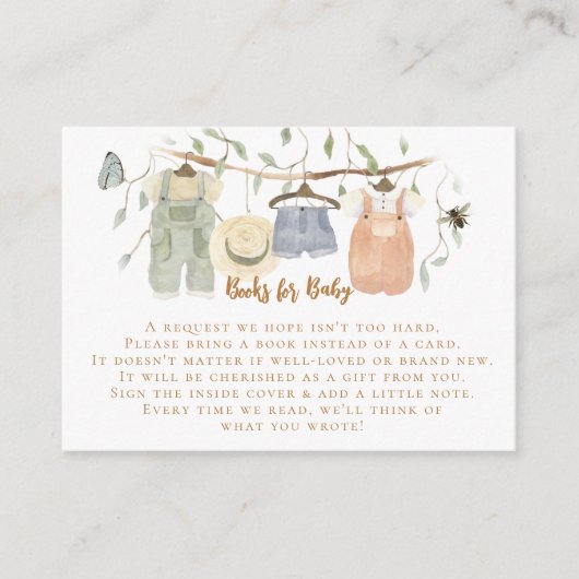 コテージコアボーイクロセスラインブックミントベビーシャワー エンクロージャーカード (正面)