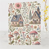 コテージコアマッシュルームとフローラルパターン カード (黄色い花)