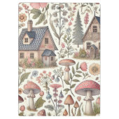コテージコアマッシュルームとフローラルパターン クリップボード (裏面)
