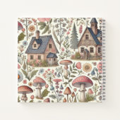 コテージコアマッシュルームとフローラルパターン ノートブック (裏面)