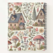 コテージコアマッシュルームとフローラルパターン ノートブック (裏面)