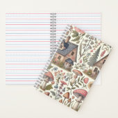 コテージコアマッシュルームとフローラルパターン ノートブック (内側)