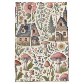 コテージコアマッシュルームとフローラルパターン ミディアムペーパーバッグ (裏面)