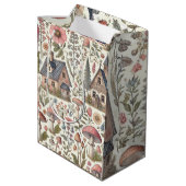 コテージコアマッシュルームとフローラルパターン ミディアムペーパーバッグ (裏面アングル)
