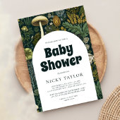 コテージコアマッシュルームシームレスベビーシャワー 招待状