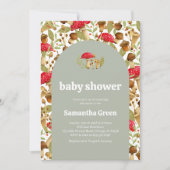 コテージコアマッシュルームベビーシャワー 招待状 (正面)