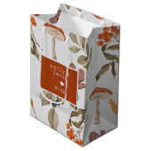 コテージコアマッシュルームボタニカルウッドクリスマス ミディアムペーパーバッグ (正面アングル)