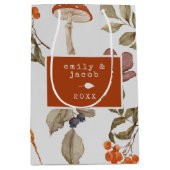 コテージコアマッシュルームボタニカルウッドクリスマス ミディアムペーパーバッグ (正面)