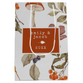 コテージコアマッシュルームボタニカルウッドクリスマス ミディアムペーパーバッグ (裏面)