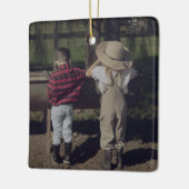 コテージコアマッシュルームボタニカル写真クリスマス セラミックオーナメント (左)