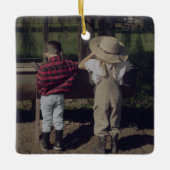 コテージコアマッシュルームボタニカル写真クリスマス セラミックオーナメント (正面)