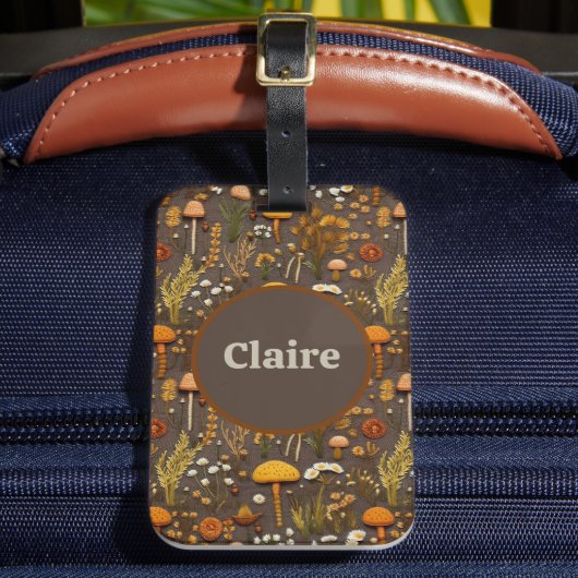 コテージコアマッシュルーム刺パーソナライズされた繍 ラゲッジタグ (正面インサイチュ2)