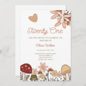 コテージコアマッシュルーム&ワイルドフラワーズ誕生日 招待状 (正面/裏面)