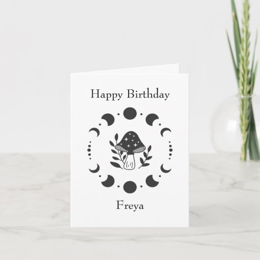 コテージコアムーンフェイズ誕生日グリーティングカード カード (正面)