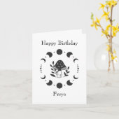 コテージコアムーンフェイズ誕生日グリーティングカード カード (黄色い花)